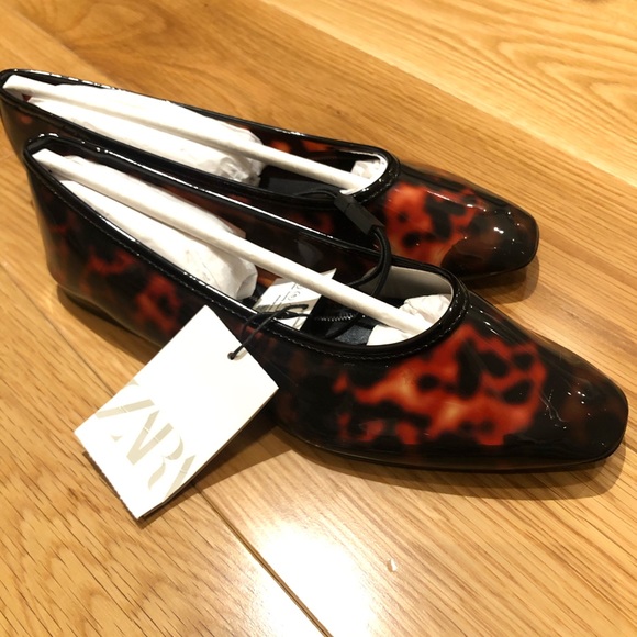 NWT Zara Tortoise Shell Effect Soft Ballet Flats - Picture 8 of 8